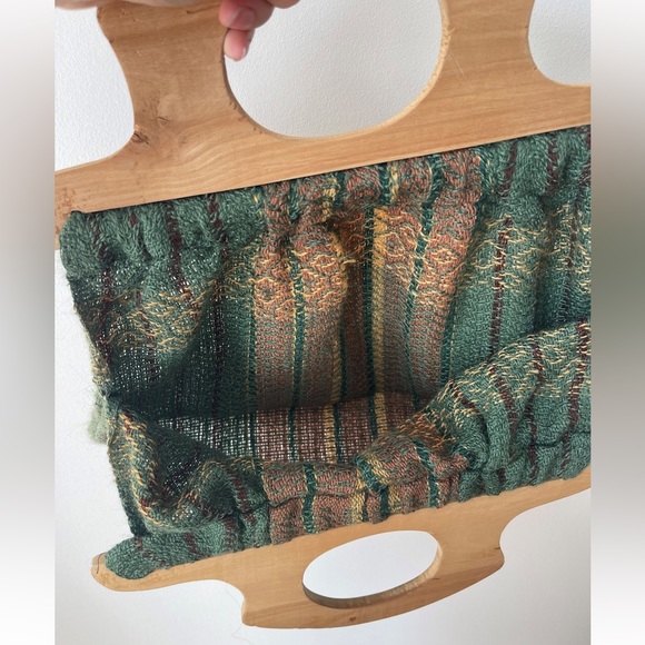 70’s vintage wooden handle handbag / crafting bag - Picture 7 of 10
